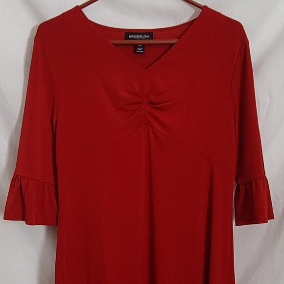 Monterey Bay Red Dress elbow bell sleeves Midi Petite Medium UNWORN NWOT - Picture 2 of 9